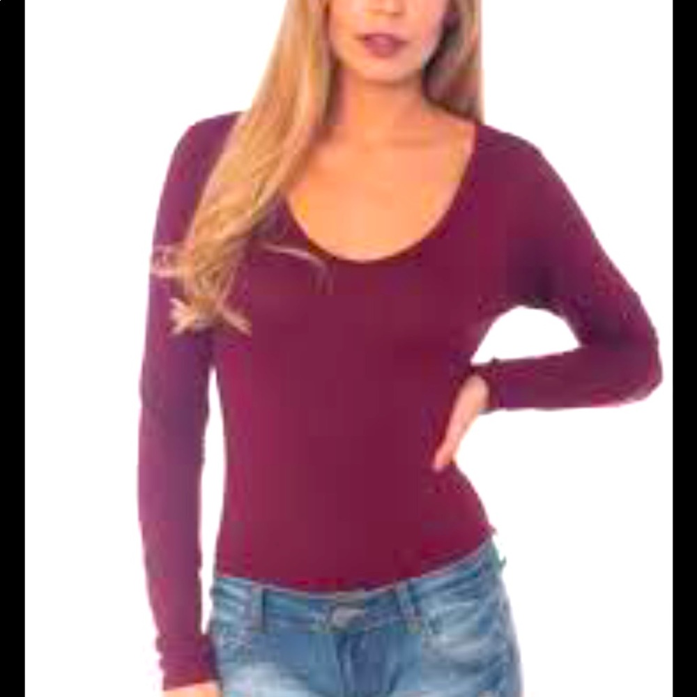 Theory Wine Stretch top long sleeves